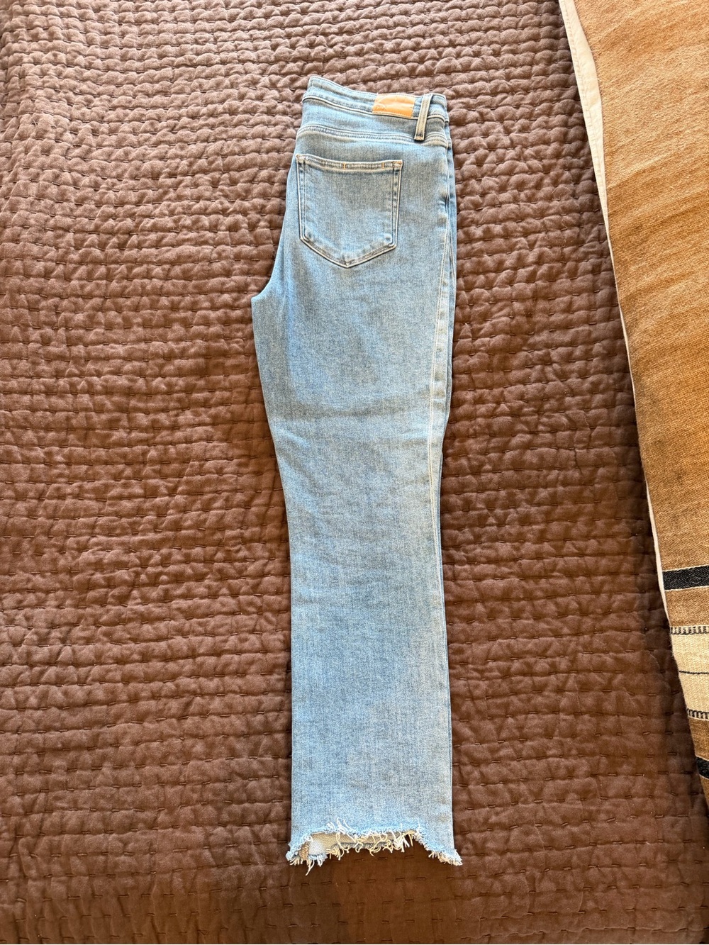 PAIGE Light Blue CINDY Straight Leg Jeans with Raw Hem